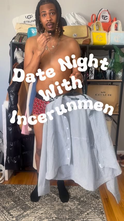 Instagram post by @latrell.tremayne for Incerunmen. Caption reads: Date night plans secured! 🤍 GRWM. @incerunmenshop....