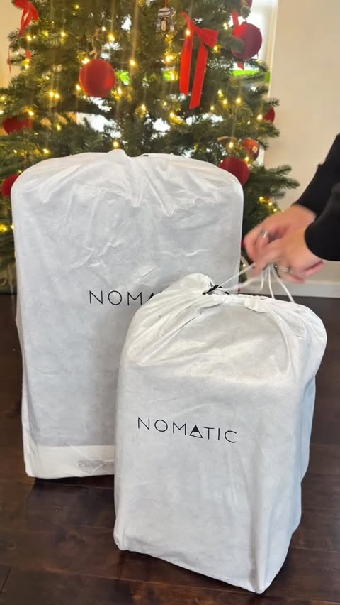 Instagram post by @sophiacharlestonwhaley for NOMATIC. Caption reads: @nomatic The travel upgrade they’ll use all year....