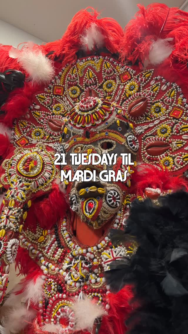 Instagram post by @backstreetculturalmuseum for Visit New Orleans. Caption reads: 2️⃣1️⃣ Tuesdays until Mardi Gras, y’all. We’re....