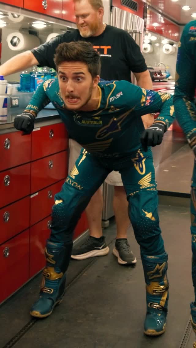 Instagram post by @hunterlawrence for Alpinestars. Caption reads: FULL SICKO MODE TODAY!! 🤪 Goggles are elite,....