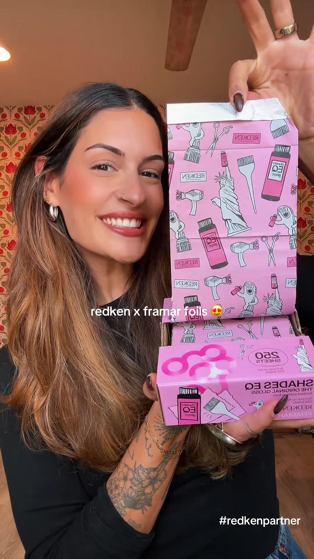 TikTok post by @madeandtaylored for Framar. Caption reads: [...] hair worlds combine 😍 @Redken Pro x @framar....