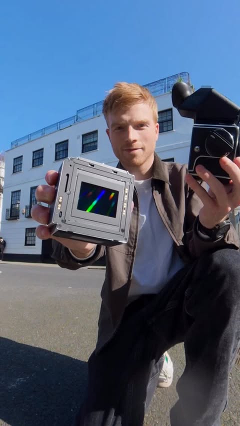 Instagram post by @chrispriestley__ for Hasselblad. Caption reads: [...] coolest camera set up to exist? The....
