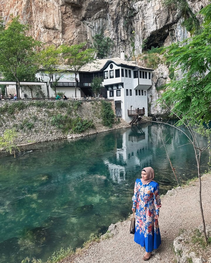 Instagram post by @the_travelette for Hiccup. Caption reads: Tucked away near Mostar lies a fairytale....