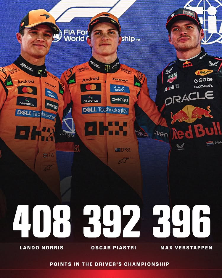 Instagram post by @espnf1 for ESPN. Caption reads: THE CHAMPIONSHIP FIGHT GOES TO THE FINAL RACE OF....