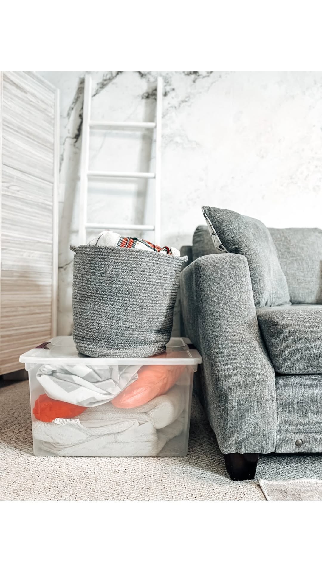 Instagram post by @jaimemichelle for Sterilite Corporation. Caption reads: Using storage containers can enhance the overall....