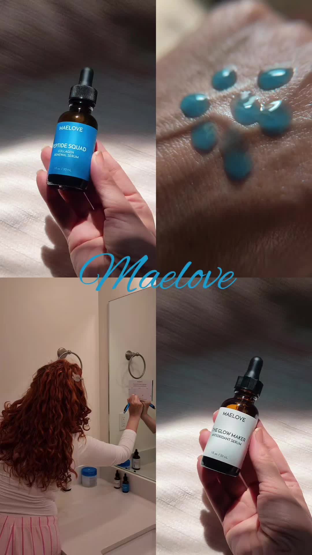 TikTok post by @domitzcreates for Maelove. Caption reads: [...] found the best serums for aging skin....
