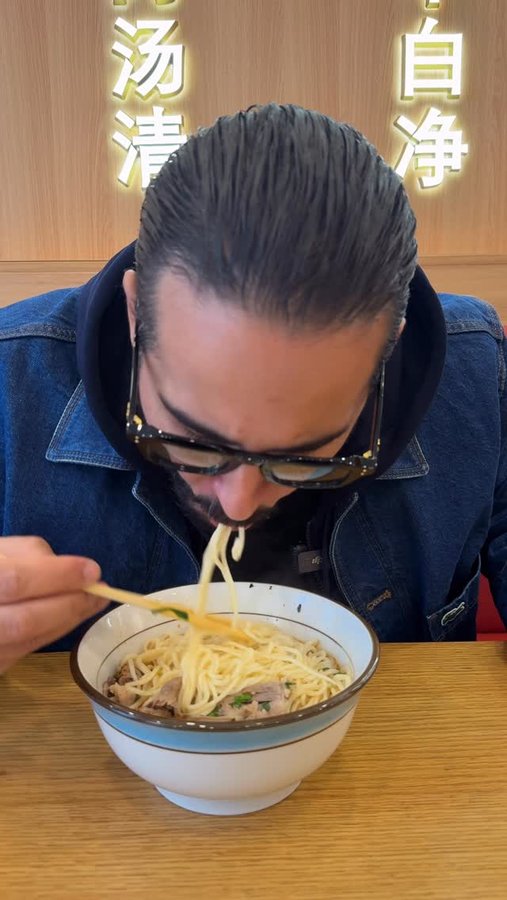 Instagram post by @mohamedcheikh_ for Lacoste. Caption reads: 兰州牛肉面 | Lanzhou beef noodles 
🍽️ Restaurant |....