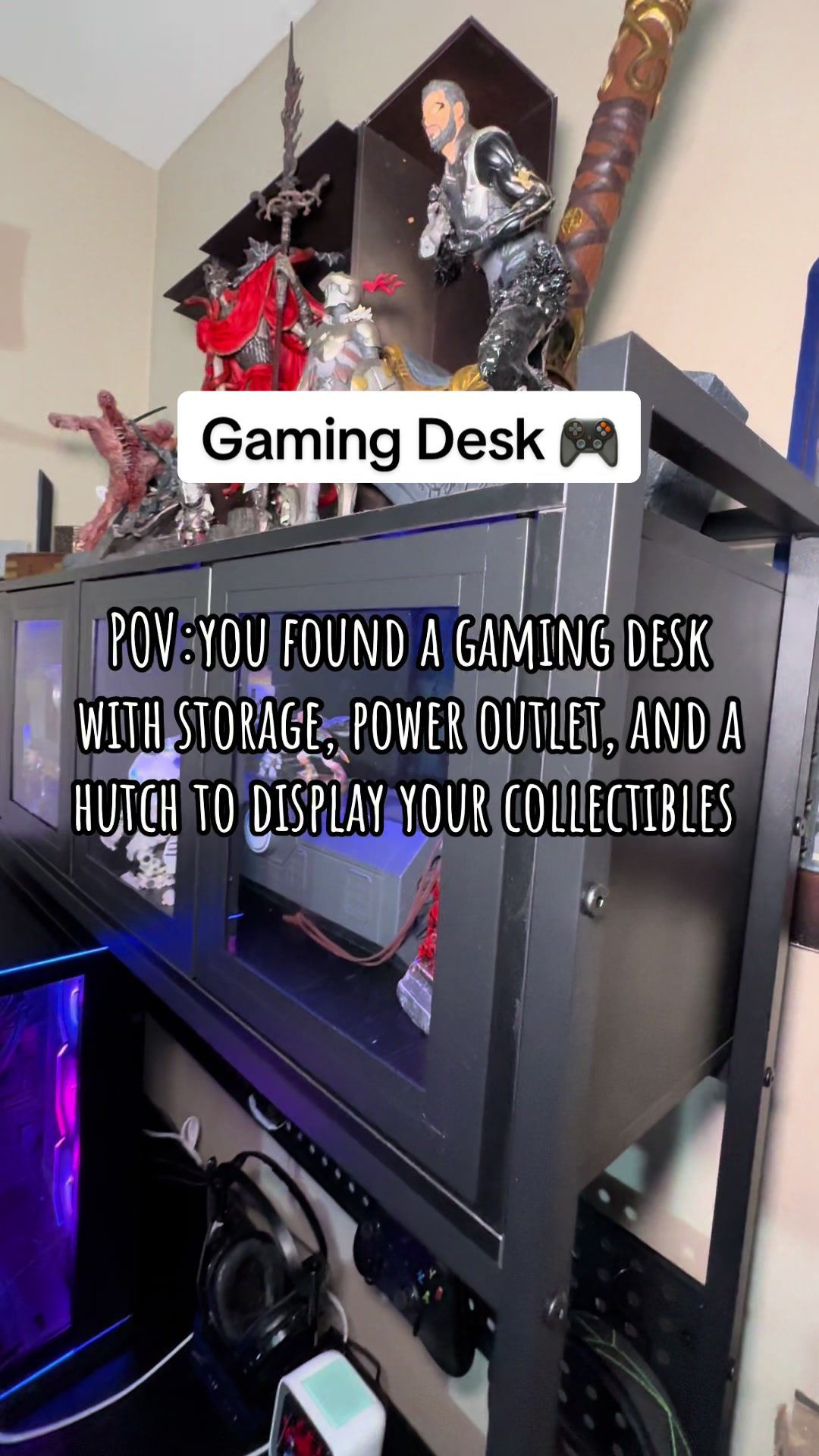 TikTok post by @quinn_doodlewithattitude for Sikaic. Caption reads: Gaming desk for the holidays @Sikaic Official....