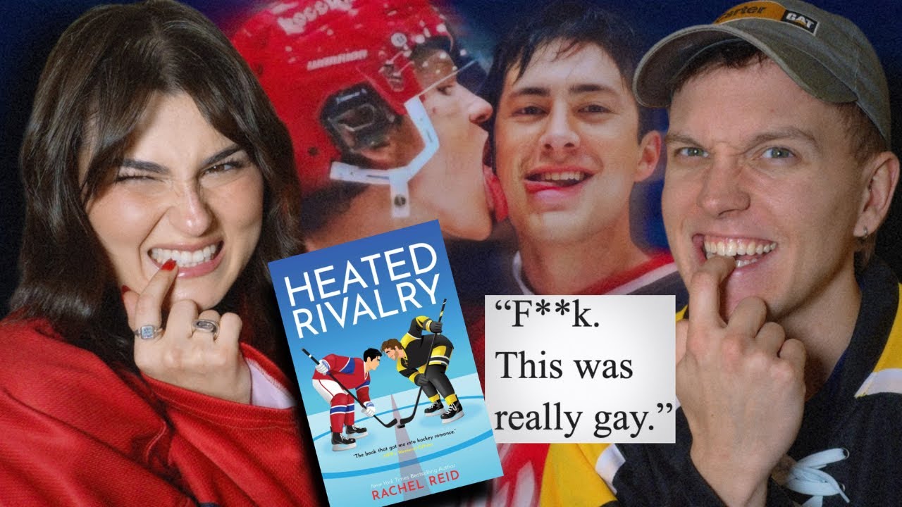 YouTube post by @NicoleRafiee for Depop. Caption reads: we read Heated Rivalry & it was the spiciest book....