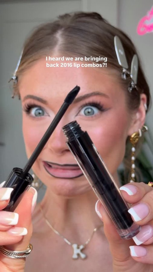 Instagram post by @kayla.ryan1 for Kylie Cosmetics. Caption reads: would u wear this lip combo?! 😭💅🏼 
#lipcombo....