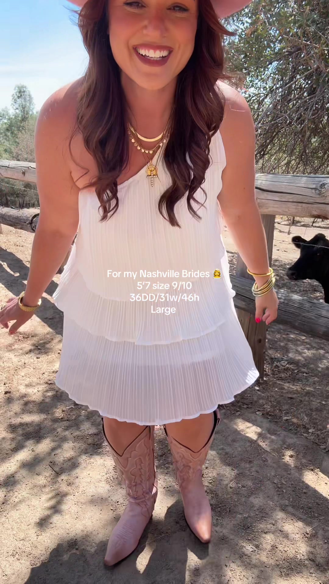 TikTok post by @_.andrea.nicole._ for ZESICA USA. Caption reads: Love the frill and layers of this twirl dress....