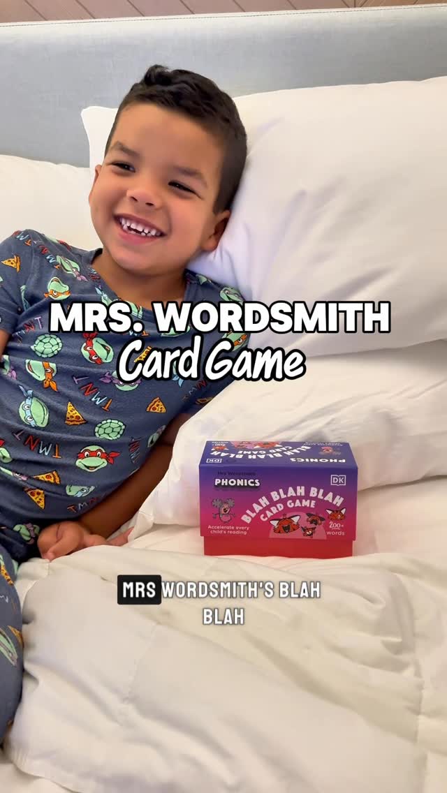 Instagram post by @socalplaydaze for Mrs Wordsmith. Caption reads: Mrs Wordsmith’s Blah Blah Blah card game is our....