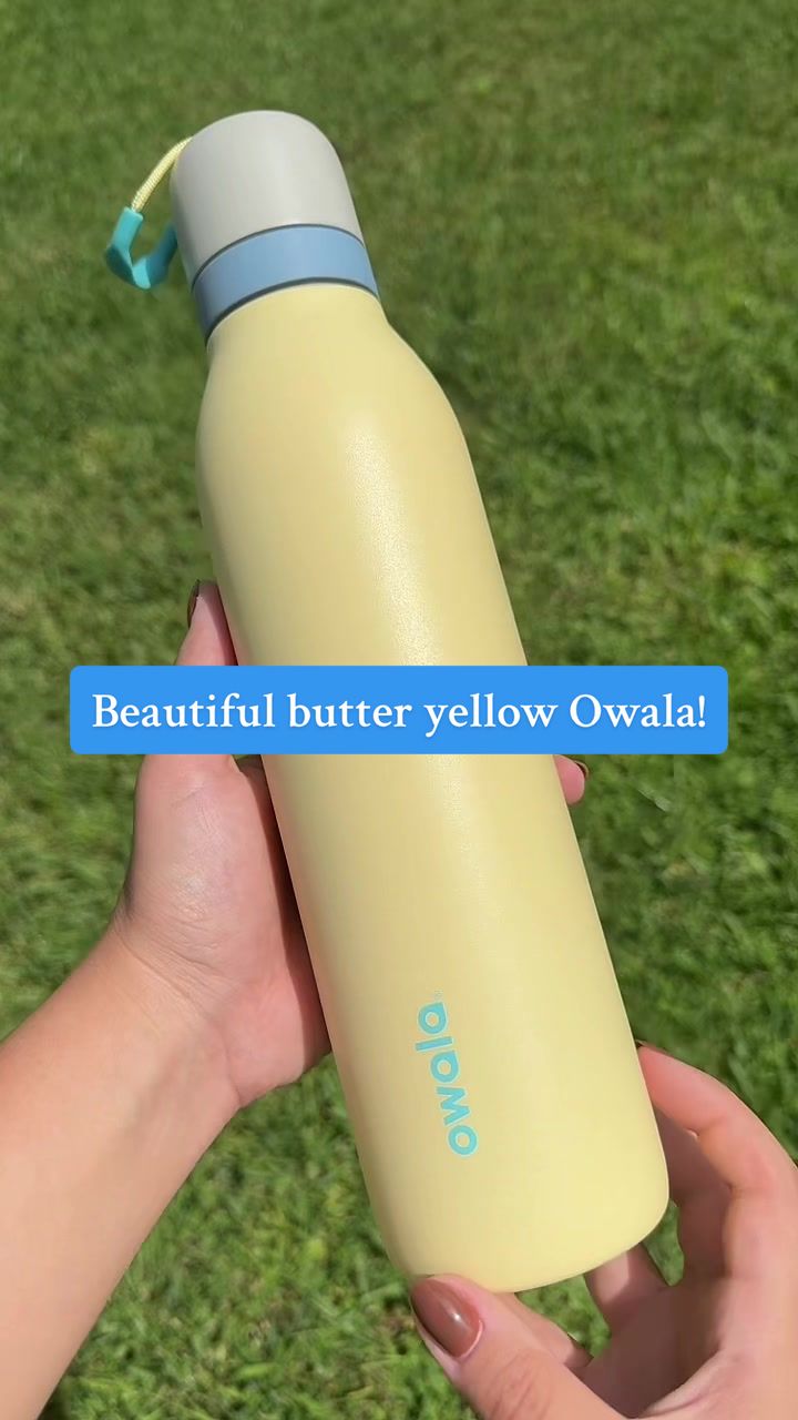 TikTok post by @livintheshops for Owala. Caption reads: [...] yellow is that girl… 🧈 💛@Owala....