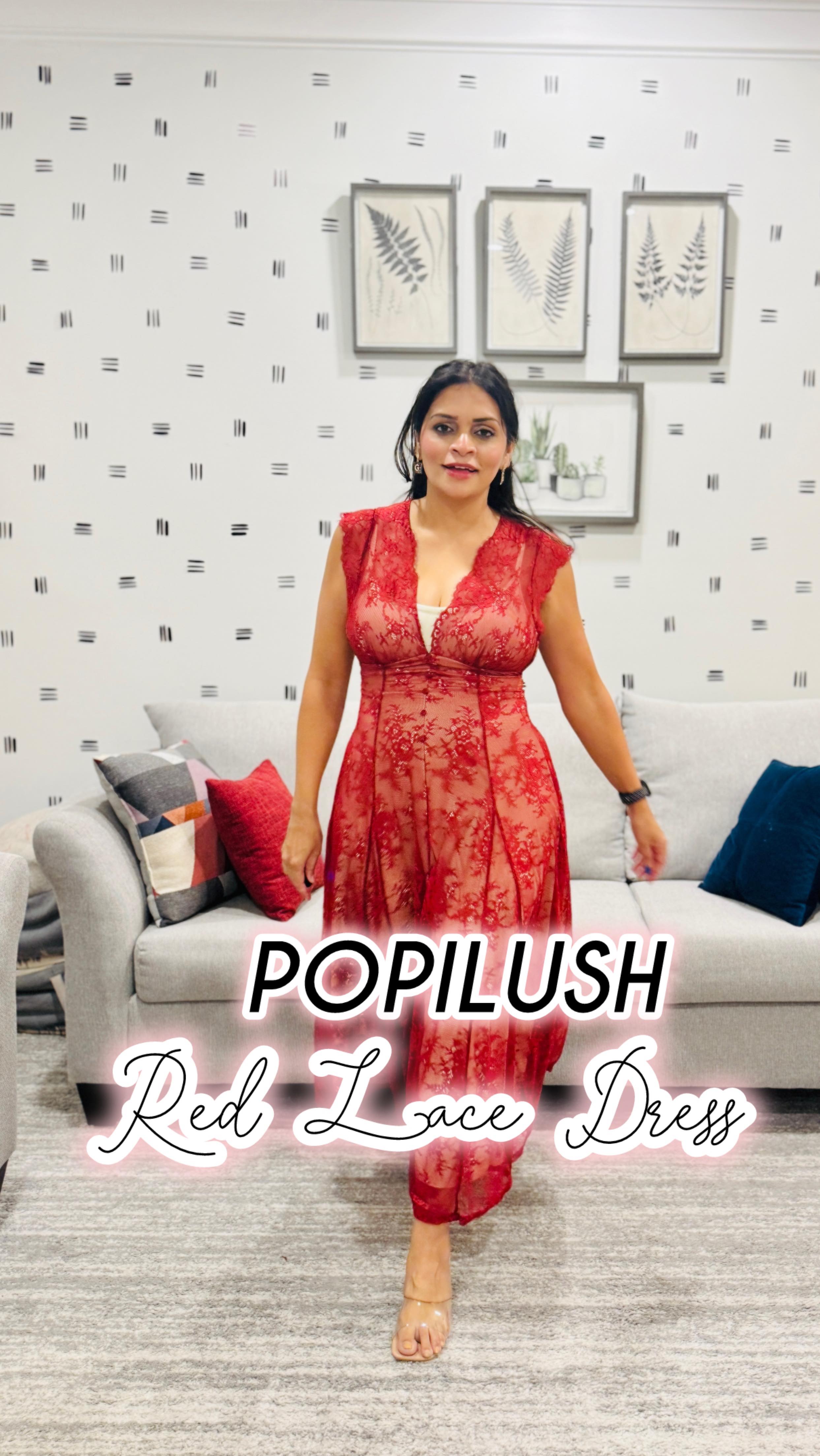 Instagram post by @glambyitti for Popilush. Caption reads: “To wear red is to be the fire in the midst of the....