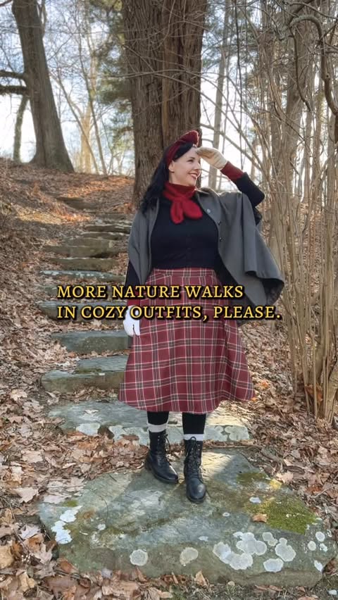 Instagram post by @itsacharminglife for Unique Vintage. Caption reads: [...] walks in cozy outfits, featuring....