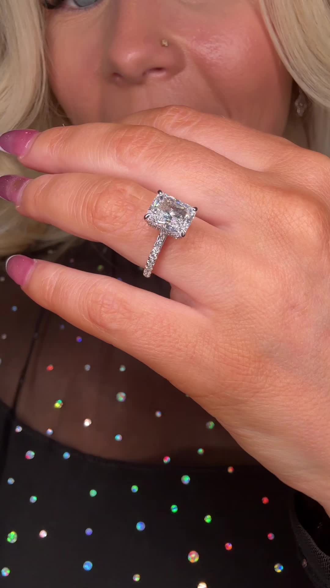 TikTok post by @megansolimine8 for EAMTI Jewelry. Caption reads: [...] Sterling Silver and Cubic Zirconia. @EAMTI....