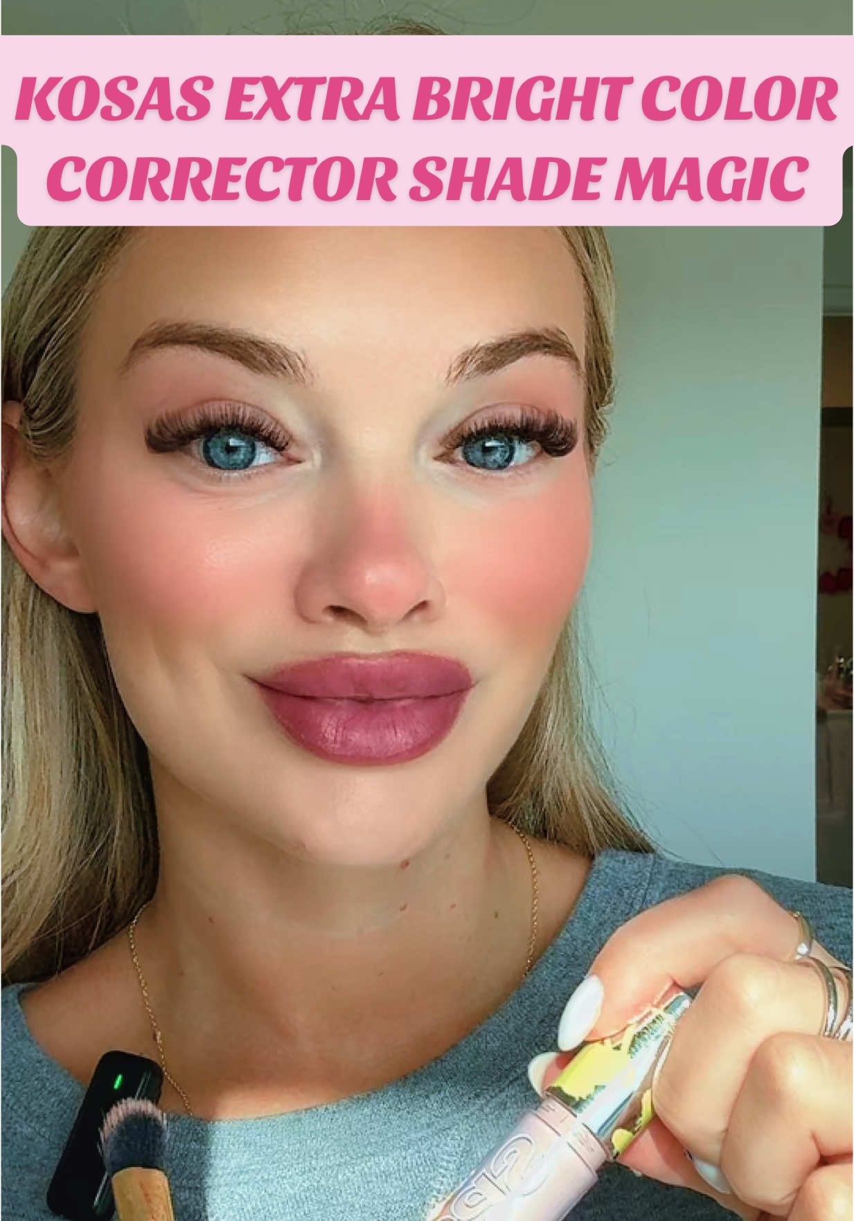 TikTok post by @mora_alyss for Kosas. Caption reads: Dark circles? Gone. Kosas Extra Bright in ‘Magic’....