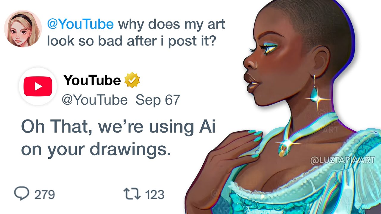 YouTube post by @MohammedAgbadi for Printful. Caption reads: How Artists Discovered YouTube’s Hidden Ai Filter....