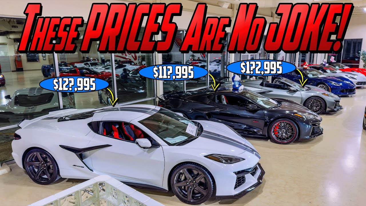 YouTube post by @BrinkofSpeed for AWE Tuning. Caption reads: C8 Z06 PRICES Go Even LOWER at Corvette World!.