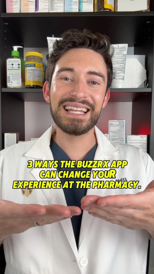 Instagram post by an influencer for BuzzRx. Caption reads: [...] that my patients use the @buzzrx website to....