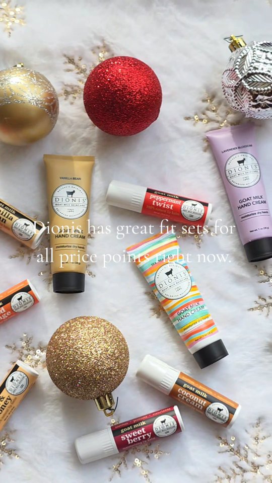 Instagram post by @fulltimesweety for Dionis Goat Milk Skincare. Caption reads: It's holiday gifting season and @dionisskincare....