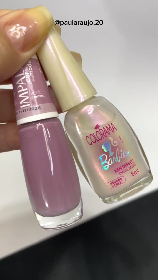 Instagram post by @paularaujo.20 for Colorama Esmaltes. Caption reads: Misturinha delicada 💜🤍✨

Usei os esmaltes:....
