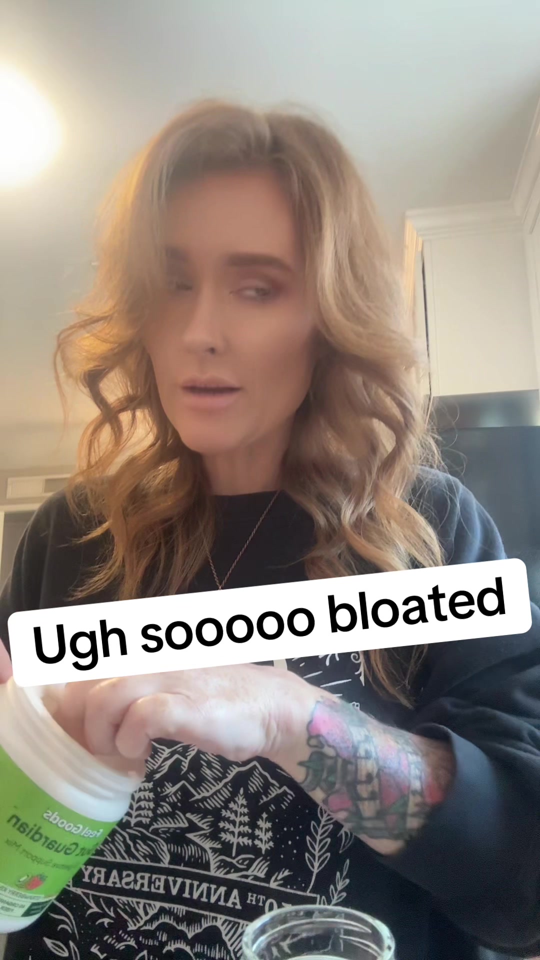 TikTok post by @wellnesswithcassie for Feel Goods. Caption reads: [...] Gaurdian with me!! Bloat be gone!!! @Feel....