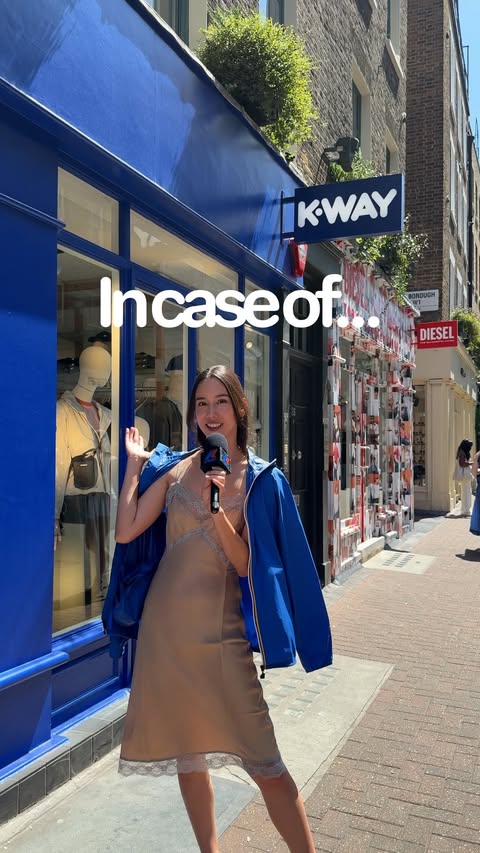 Instagram post by @songminusone for K-way. Caption reads: To celebrate the opening of the new K-WAY Carnaby....