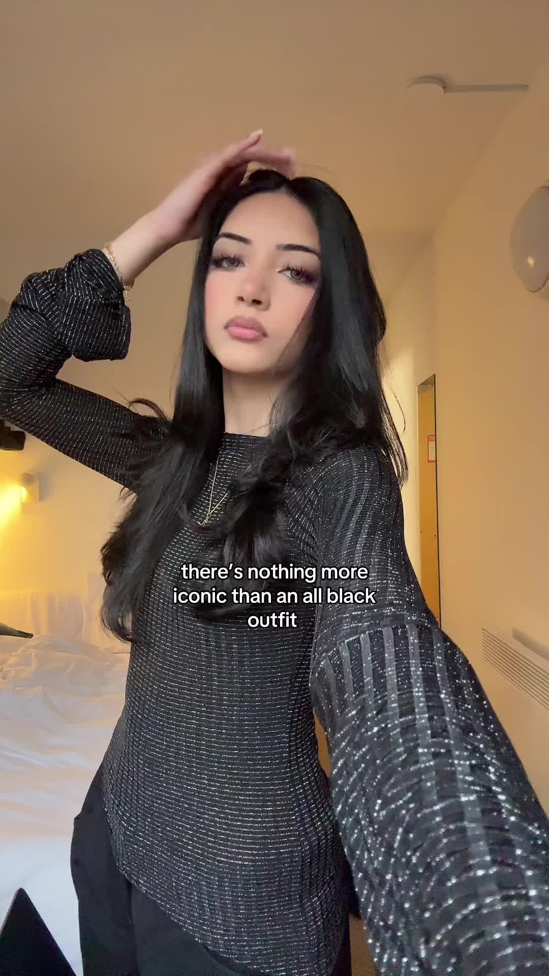 TikTok post by @ayaatmishaal for MOTEL. Caption reads: outfit from @MOTEL #motelrocks #gifted .