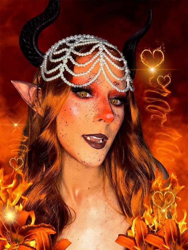 Instagram post by @thegratefulgore for MocoQueen. Caption reads: Pri(DEMON)th 🍊 Orange Demon 🧡🎃 All the....