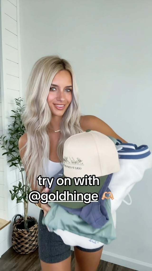 Instagram post by @logan_faye for GOLD HINGE. Caption reads: catch me in @goldhinge all summa ☀️💓 • #goldhinge....
