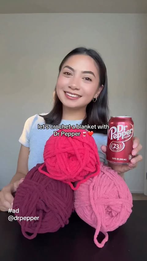 Instagram post by @xinecrochets for Dr Pepper. Caption reads: [...] try out all the different flavors that....