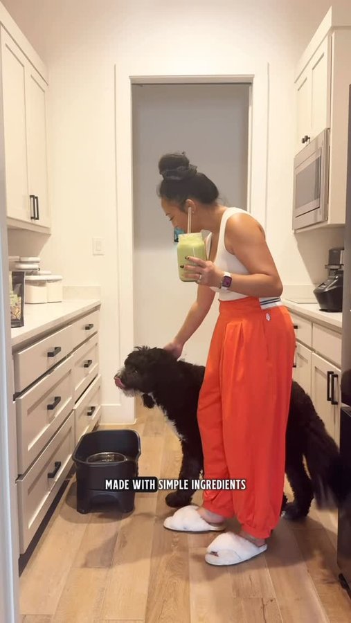 Instagram post by @mrsmariashelton for Freshpet. Caption reads: Mornings as a mom can get busy fast, so I try to....