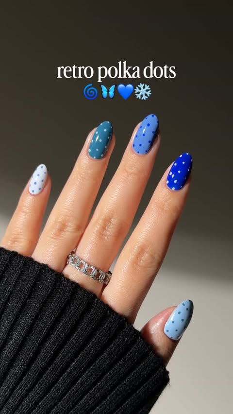 Instagram post by @bycheznails for ella+mila. Caption reads: [...] with a fun skittle mani 🦋ad using all....