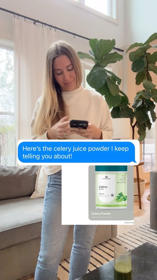 Instagram post by @nicole_hohenstein for Nature Restore. Caption reads: 💚 My favorite celery powder is 30% off this....