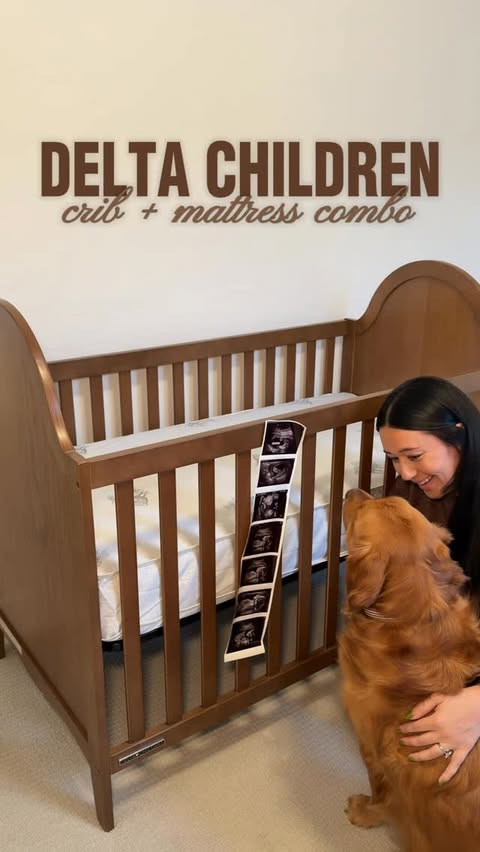 Instagram post by @scottiejoelle for Delta Children. Caption reads: this @deltachildren Willa 4-in-1 Crib really is....