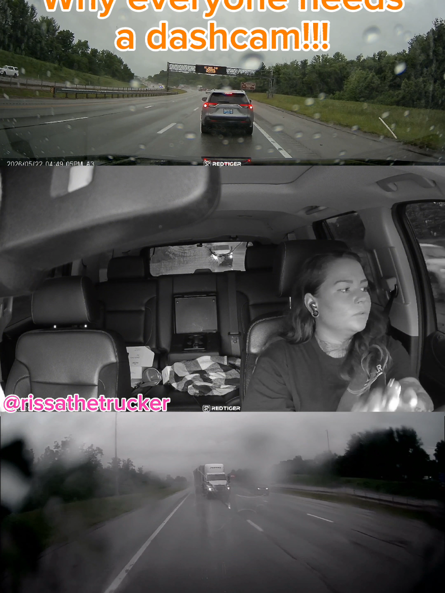TikTok post by @rissathetrucker for REDTIGER. Caption reads: [...] do! click the shopping cart #dashcam....
