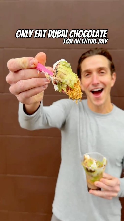 Instagram post by @mattpeterson for Baskin-Robbins. Caption reads: Only eat Dubai Chocolate for a day? That’s easy to....