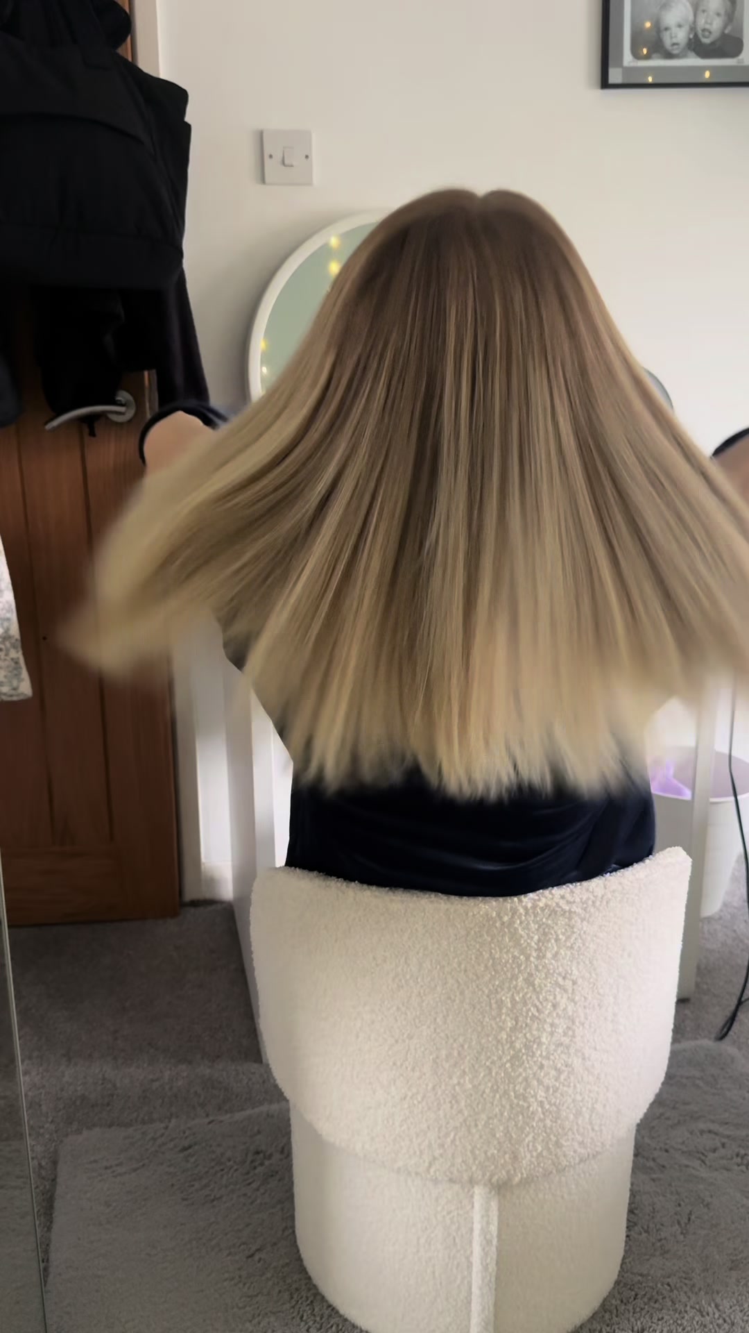 TikTok post by @chlocann_ for UKLASH. Caption reads: need long hair again asap 🥴 @hairsyrup @UKLASH....