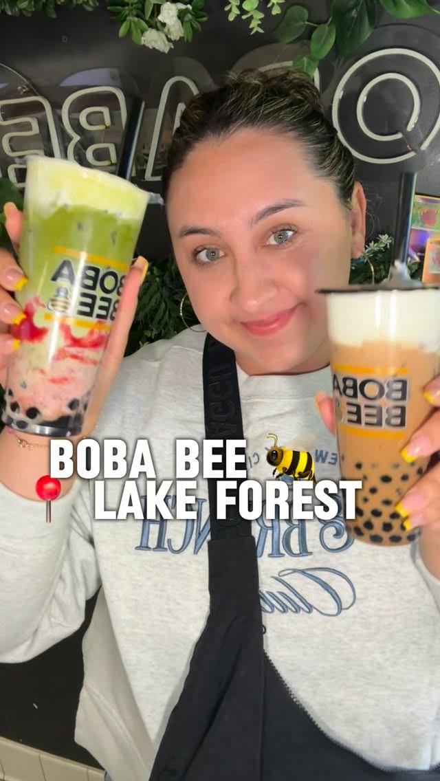 Instagram post by @coffeeshopsofoc for LA Foodies Anonymous. Caption reads: 🍓 They have more than just boba, watch to the end....