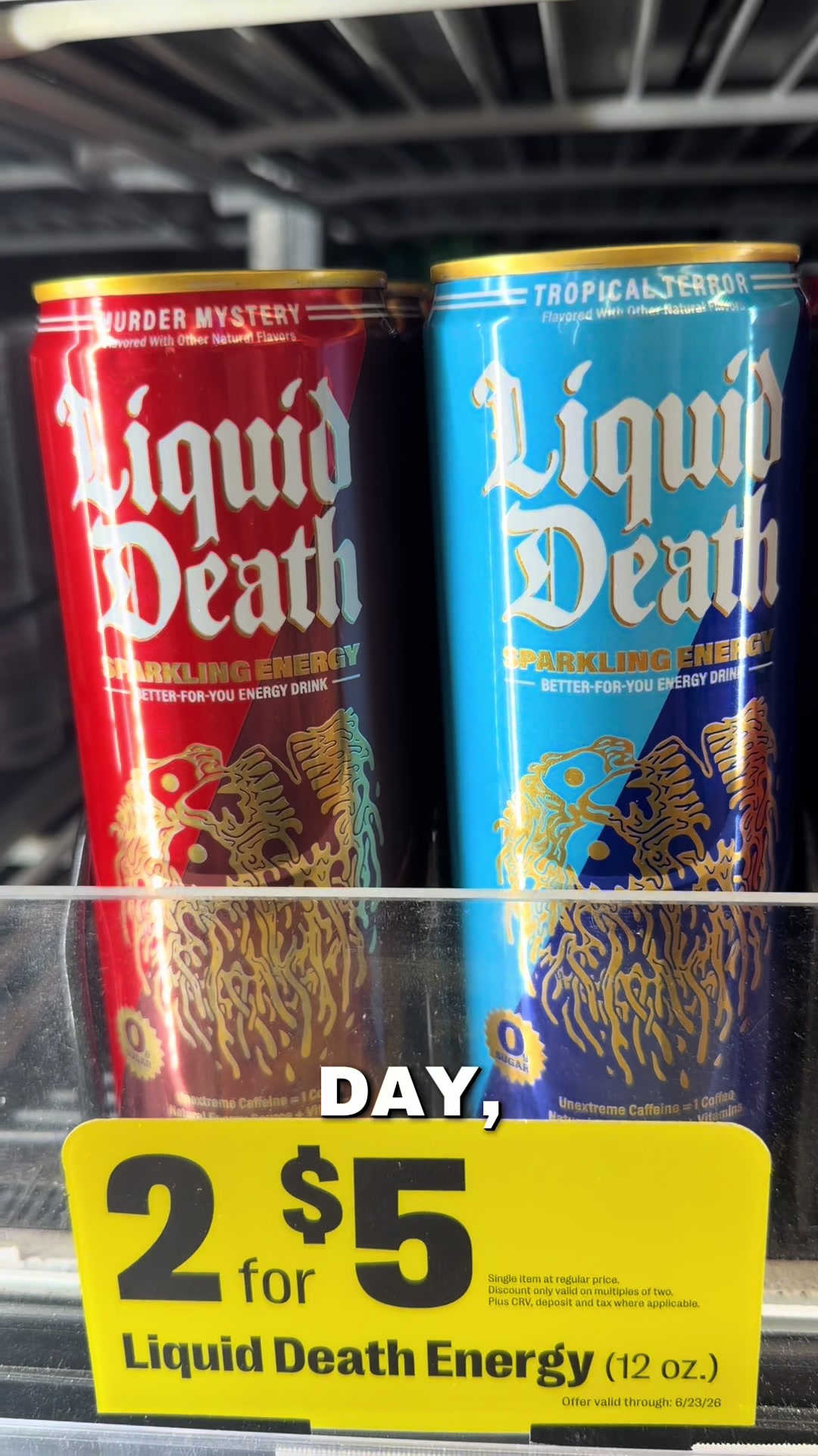 TikTok post by @kylenicholsn for Liquid Death. Caption reads: this @Liquid Death sparkling energy is gonna get....