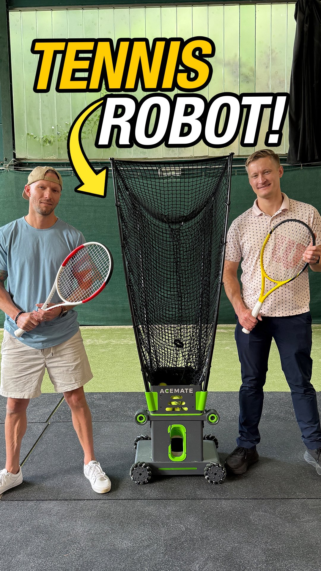 Instagram post by @shanecreates for SwitchBot. Caption reads: [...] the new ACEMATE Tennis Robot, from....