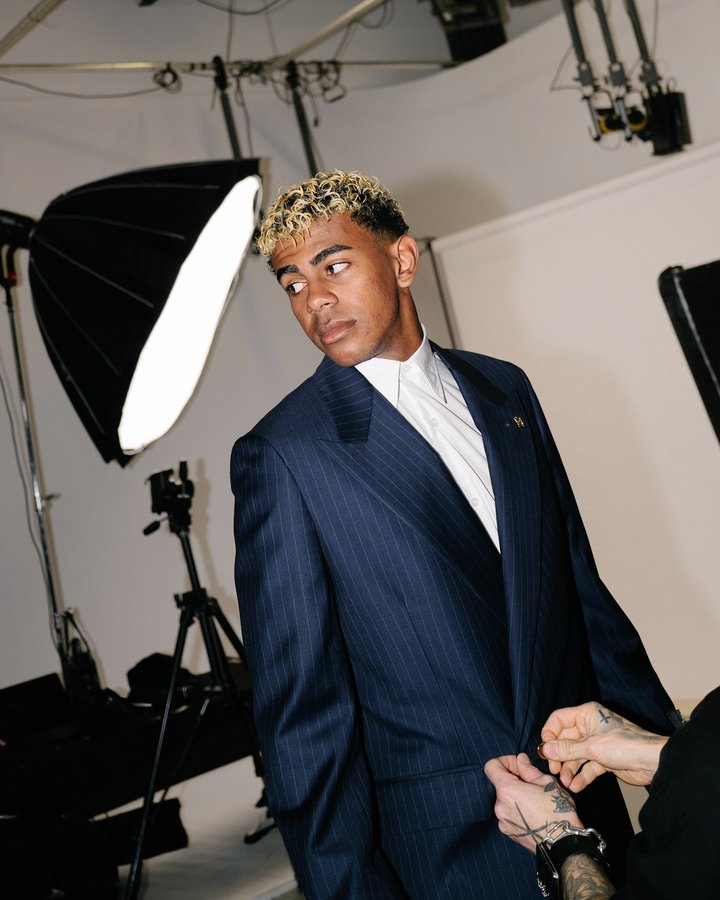 Instagram post by @fcbarcelona for AMIRI. Caption reads: These pics from the @AMIRI sizing and fitting....