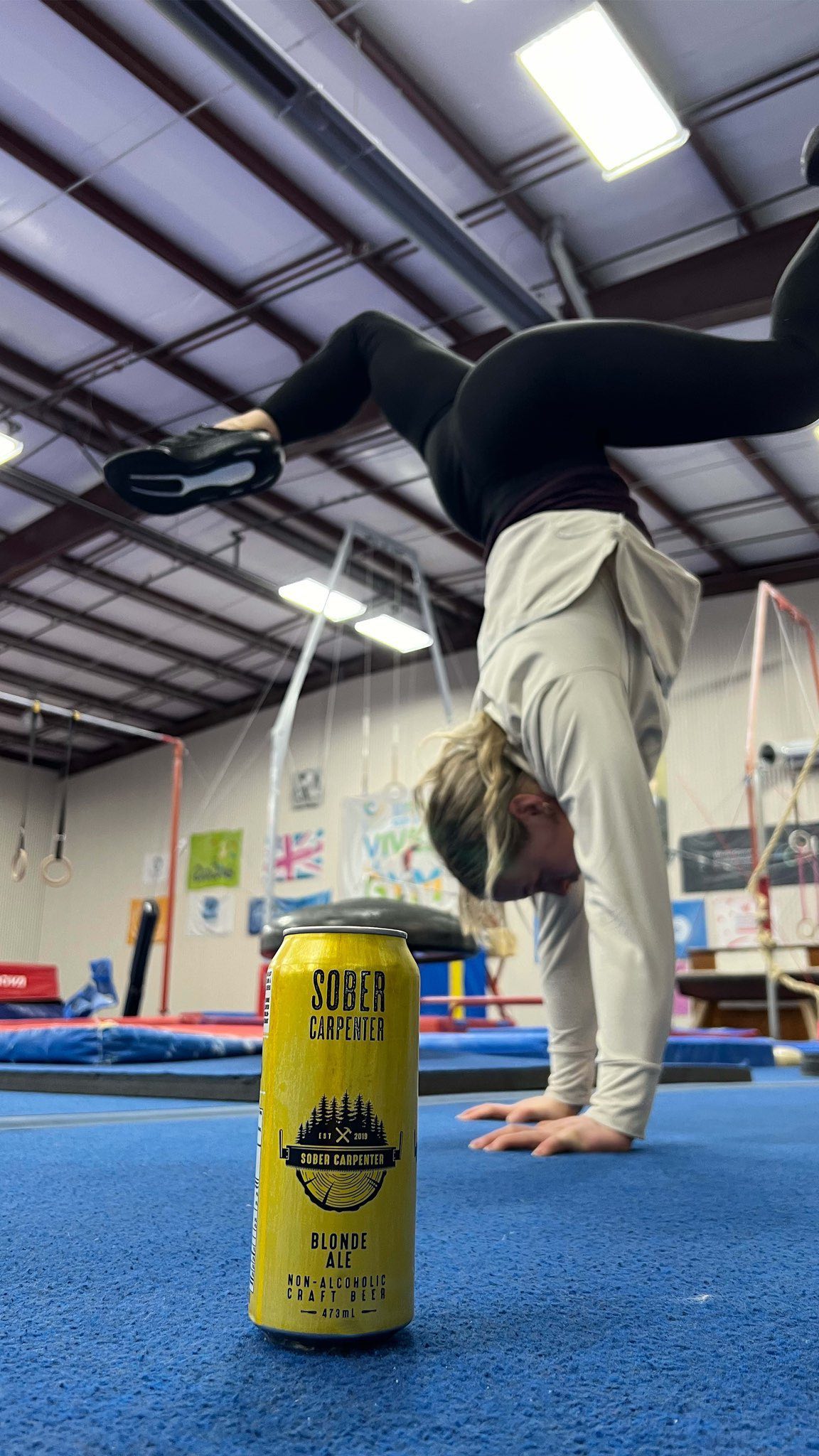 Instagram post by @ellieblack_ for Sober Carpenter. Caption reads: Check out what goes down after my gym grind! Take....