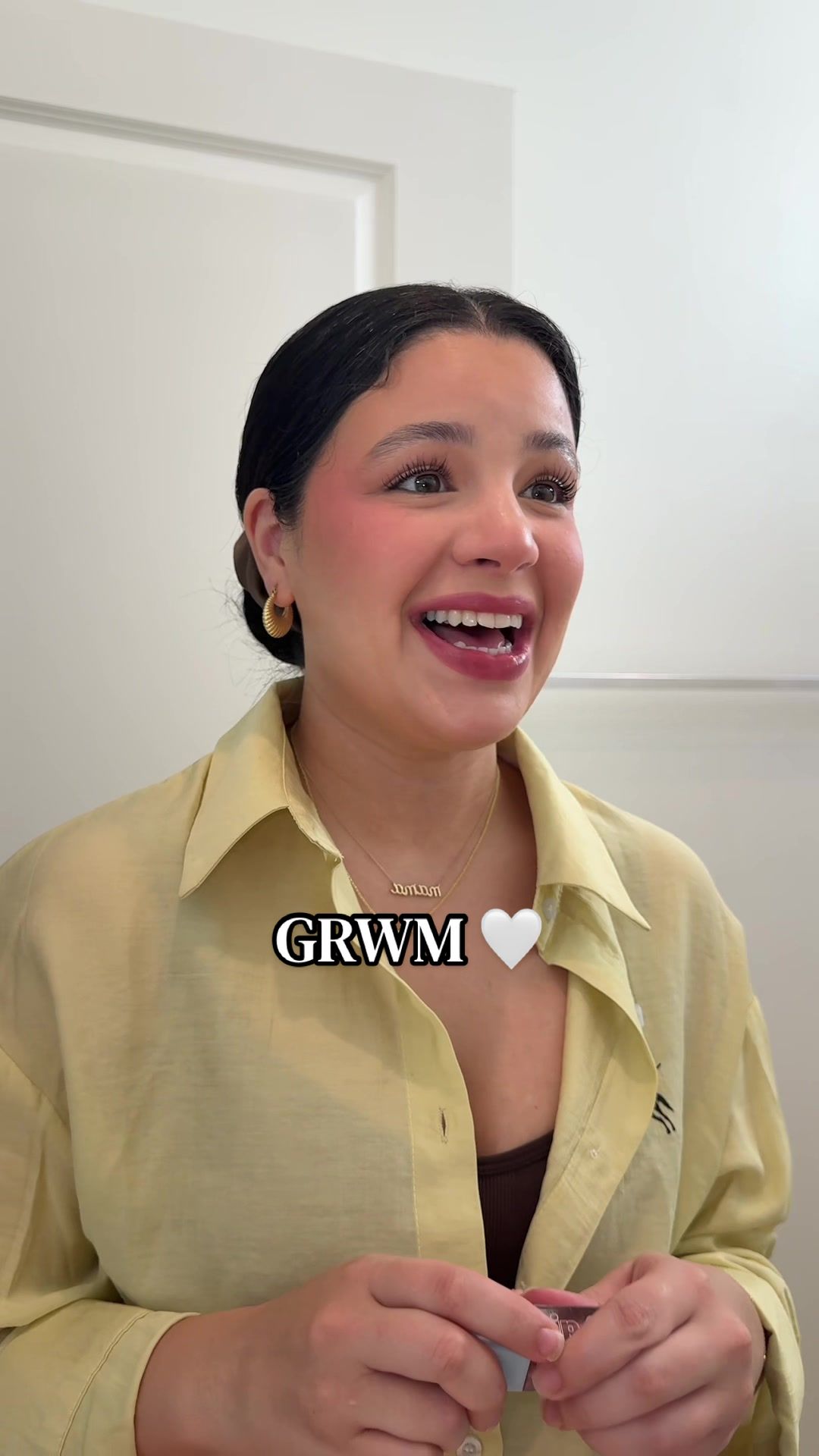 TikTok post by @milandthefam for Grande Cosmetics. Caption reads: Do you guys make the time for full glam or just a....