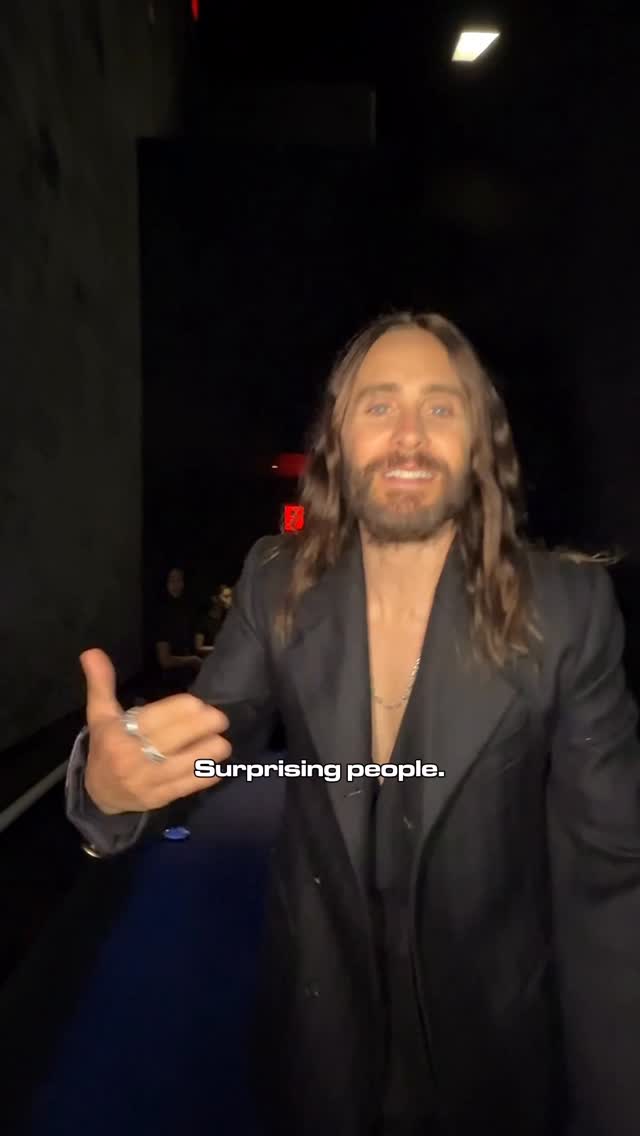 Instagram post by @jaredleto for Walt Disney Studios. Caption reads: The Grid meets The Big Apple at an early screening....