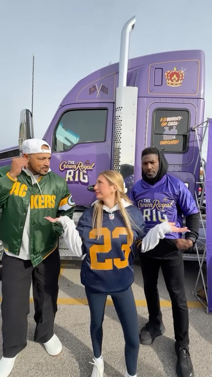 Instagram post by @nickbarnettlb for Crown Royal. Caption reads: [...] @nickbarnettlb @theofficialgj @crownroyal....