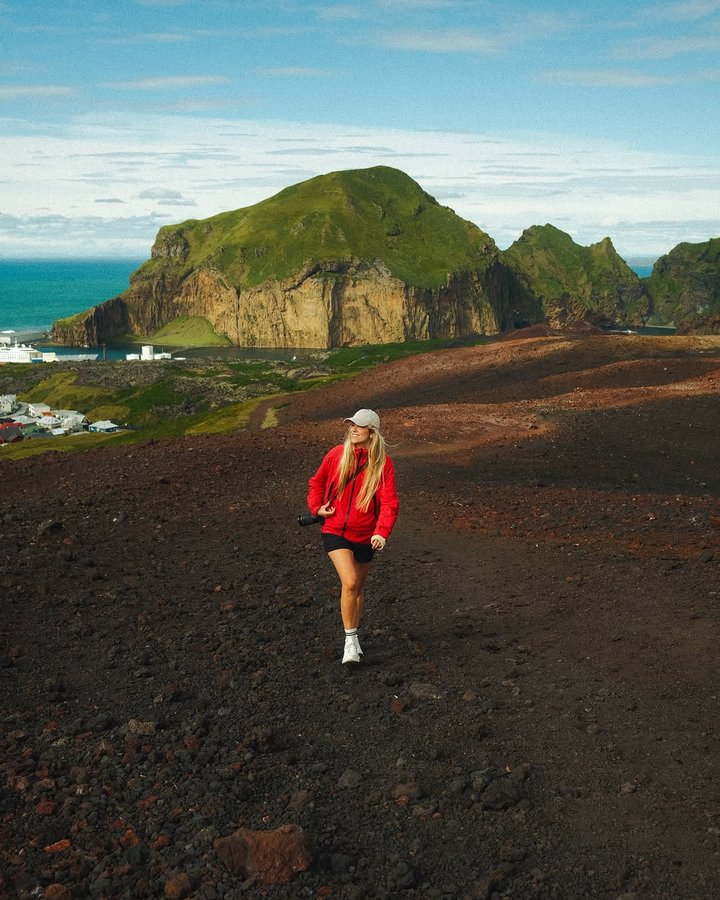 Instagram post by @asasteinars for 66°North. Caption reads: A weekend in Vestmannaeyjar islands 🌋 we did so....