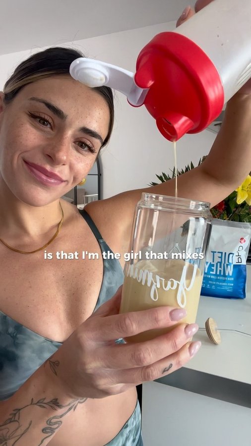 Instagram post by @yazmin.stevens for PhD Nutrition. Caption reads: “You’re that orange juice and whey girl aren’t....