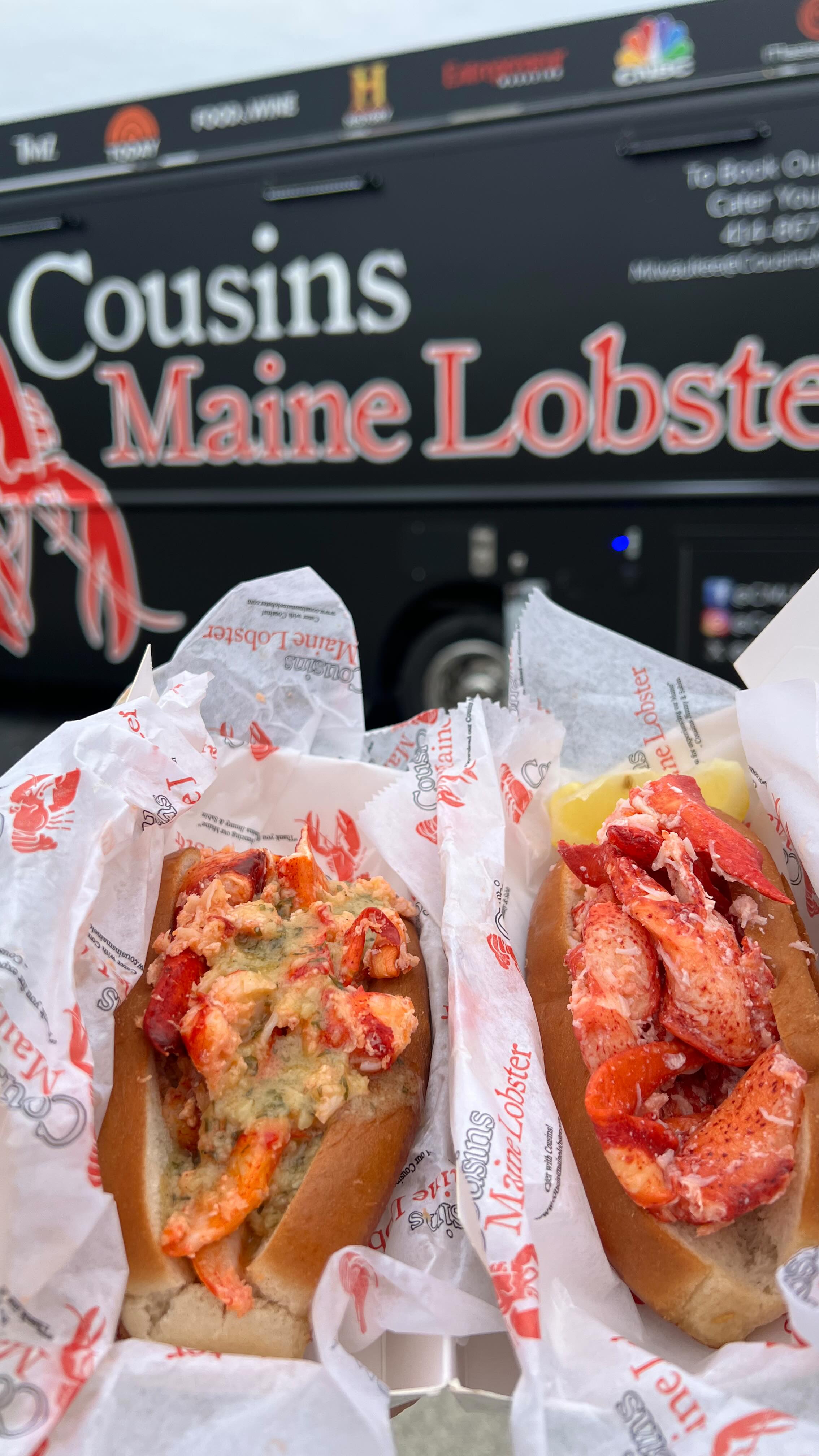Instagram post by @mkeeeeeats for Cousins Maine Lobster. Caption reads: @cousinsmainelobster is in Wisconsin this week! 📅....